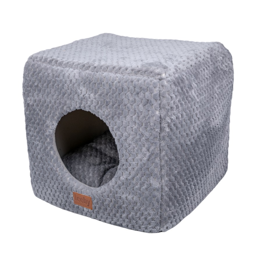 Leeby Cama Cueva Suave Gris para gatos, , large image number null