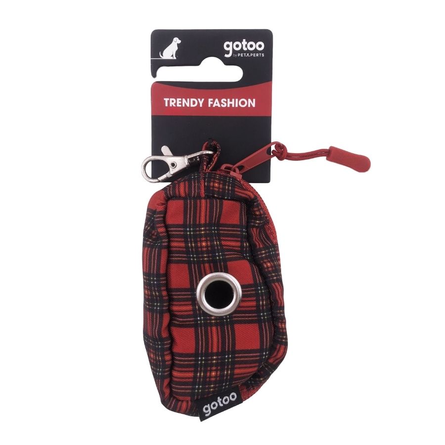 Porta bolsas con estampado de tartán rojo