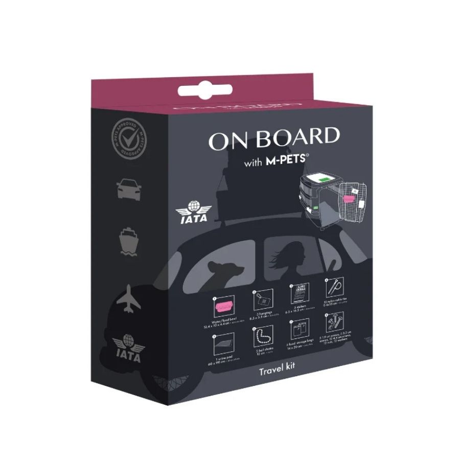 Kit de viaje para transportador de mascotas con comedero rosa y accesorios, , large image number null