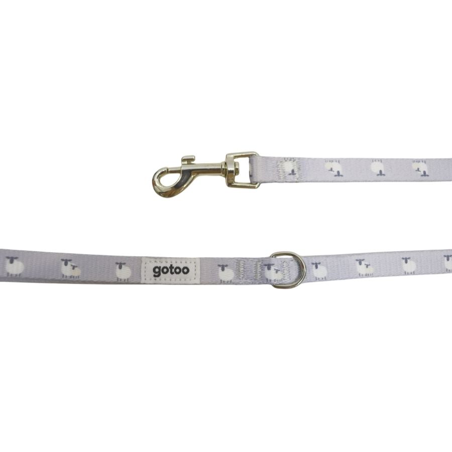 Set de correa y collar para cachorros con estampado de ovejitas gris, , large image number null