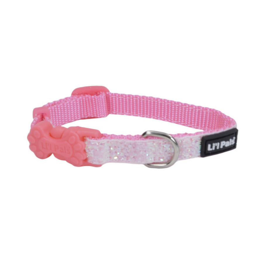Collar para perro ajustable con superposición brillante y destellos rosados - pequeño, , large image number null