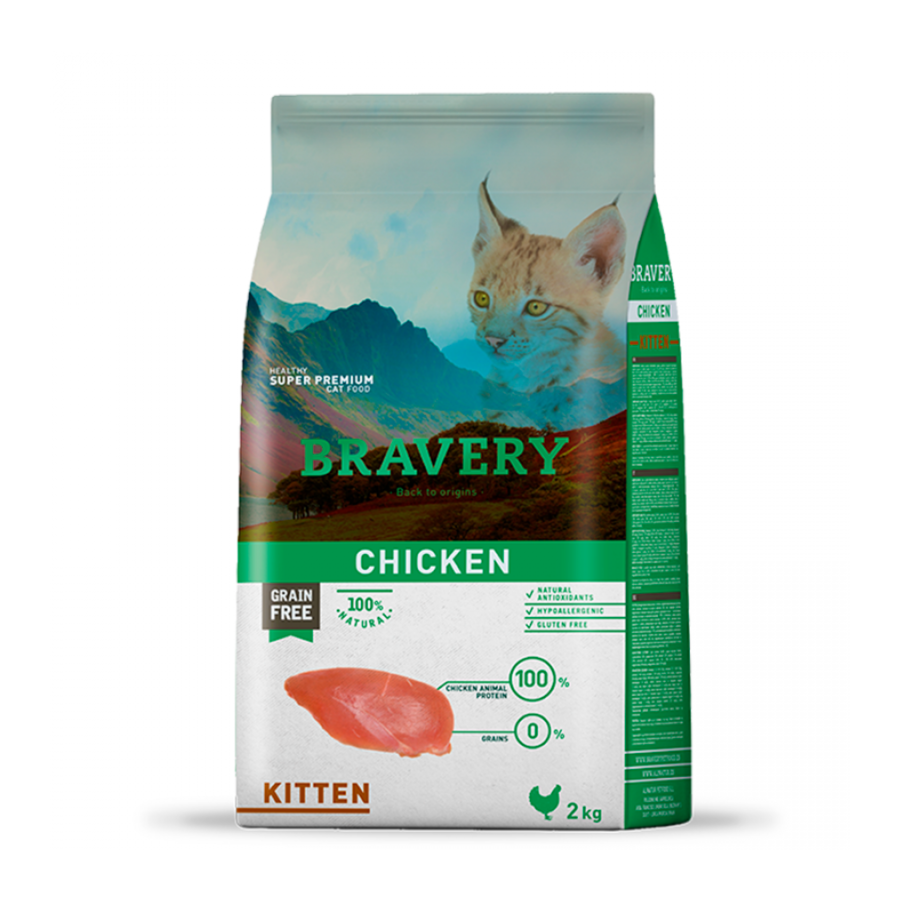 Bravery chicken kitten 2 KG alimento para gato