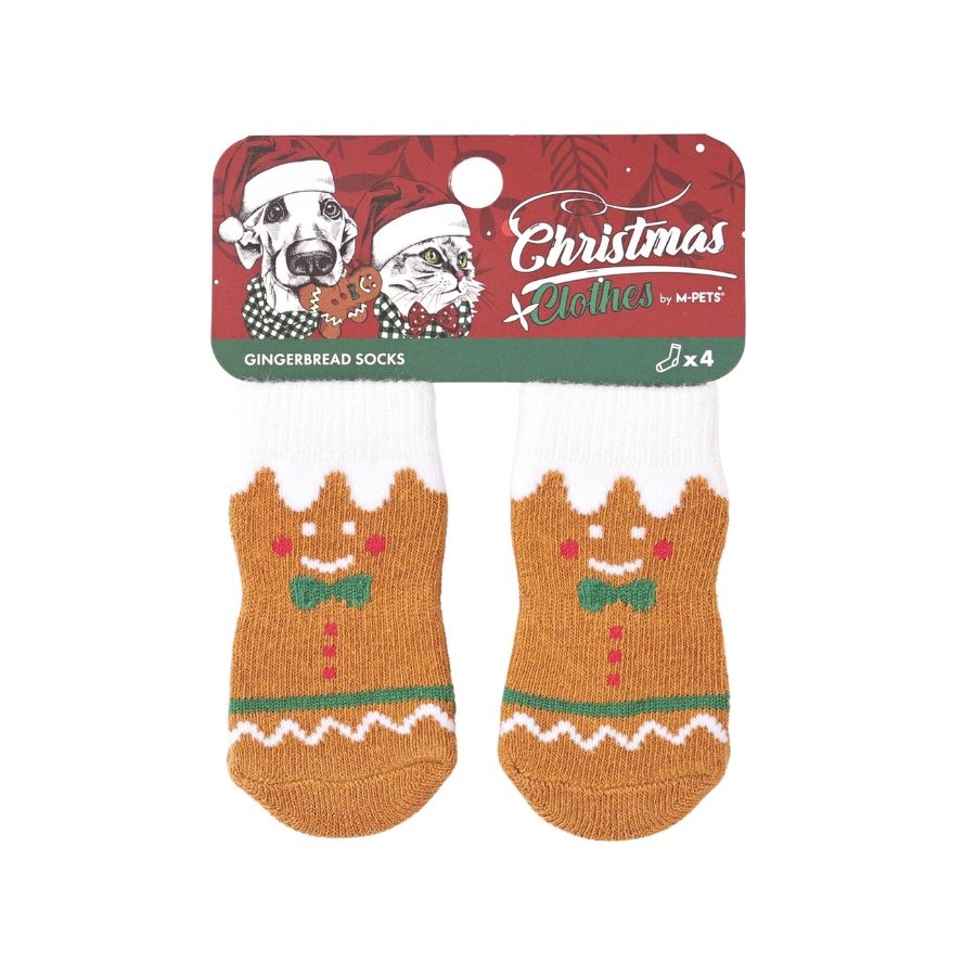 Accesorio navidad calcetin galleta gengibre para perros 4 pcs, , large image number null