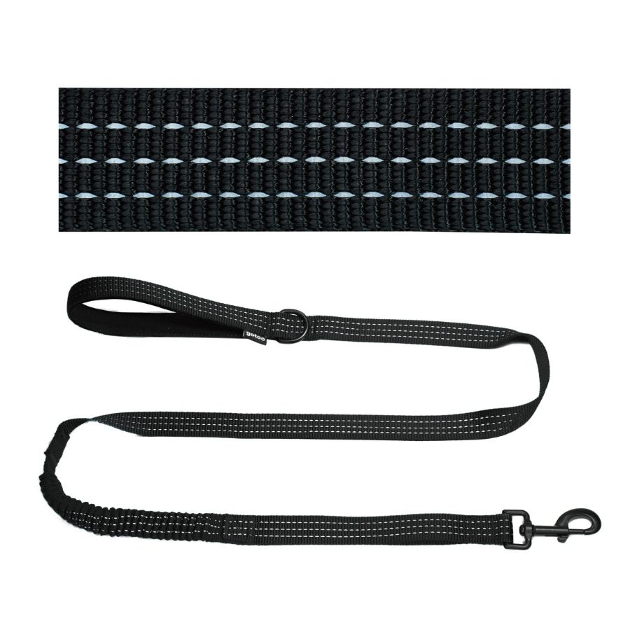 Correa antitirones negra con asa de neopreno para perros, , large image number null
