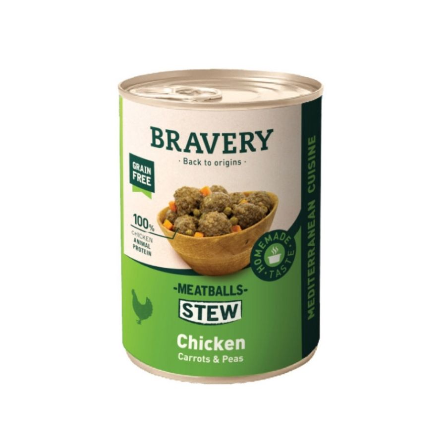 Bravery meatballs stew chicken dog wet food 415 GR