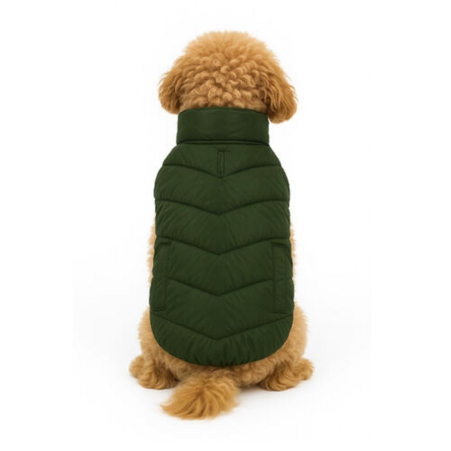 Outech parka puffe color verde con bolsillos para perros, , large image number null