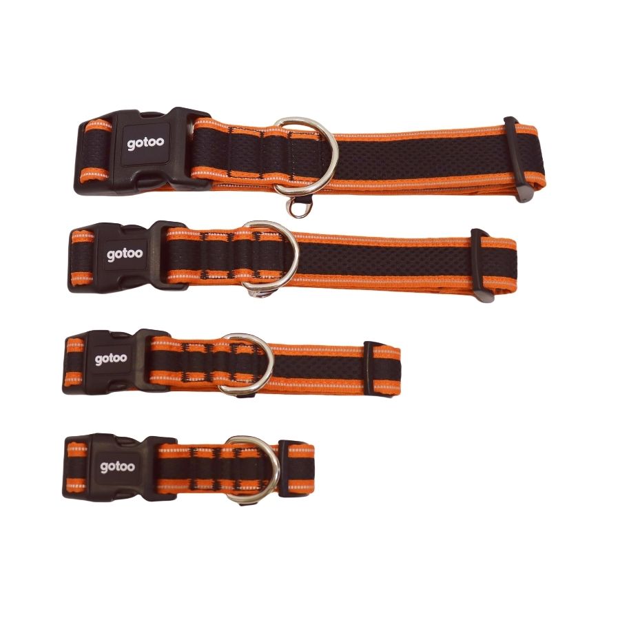 Collar naranja y negro reflectante de malla para perros, , large image number null