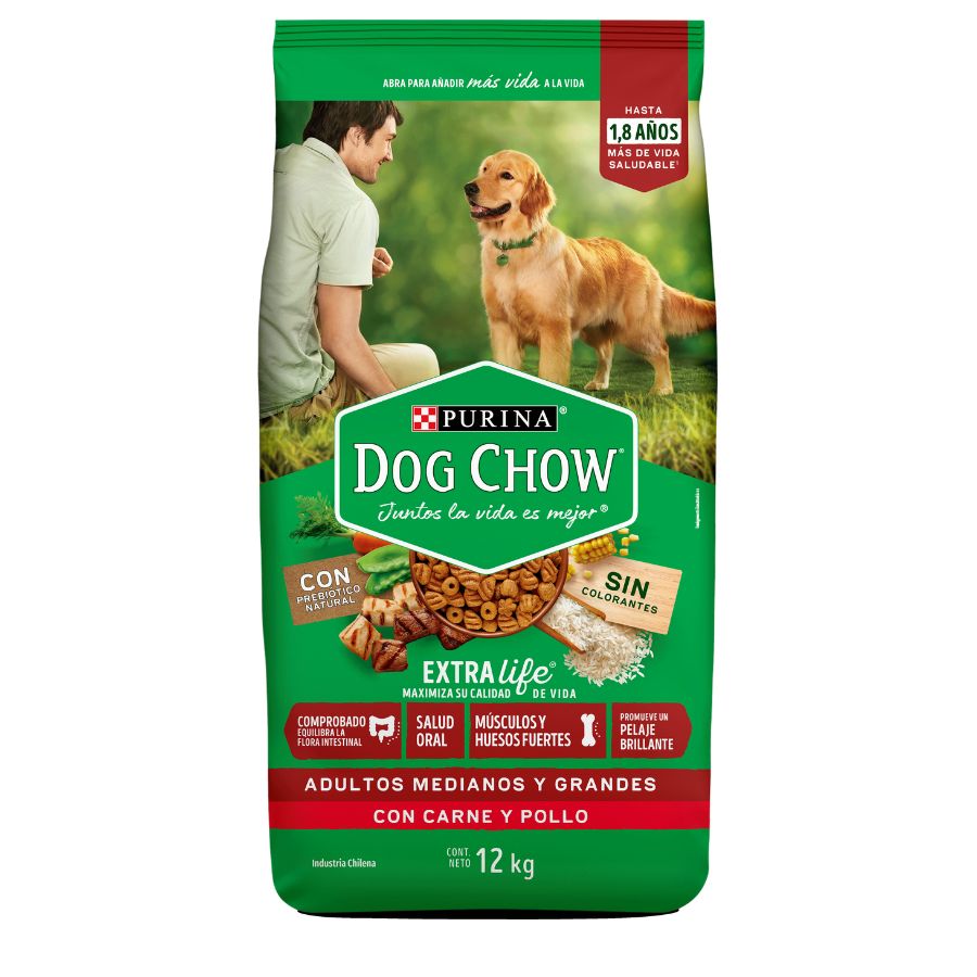 Alimento seco para perros Purina Dog Chow Adultos Medianos y Grandes con Carne y Pollo 12KG