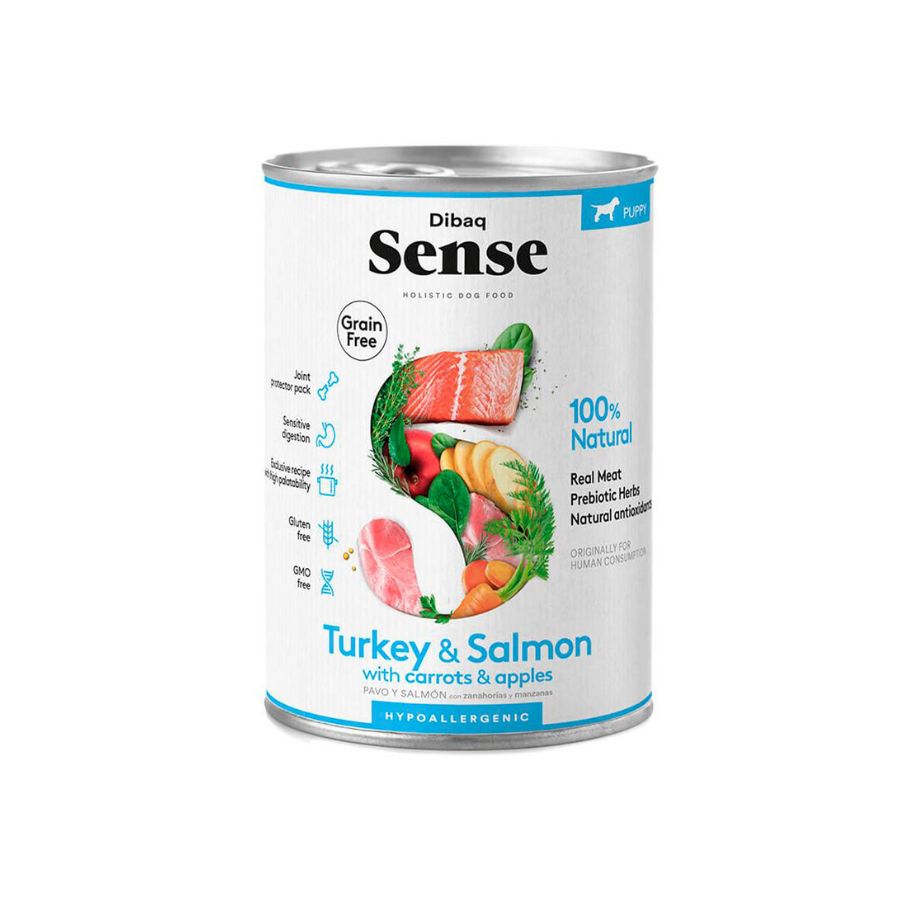 Dibaq Sense Lata pavo & salmón alimento húmedo para perros 380 GR, , large image number null