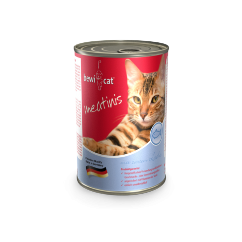 Bewicat latas meatinis rico en salmon alimento húmedo para gatos 400 GR