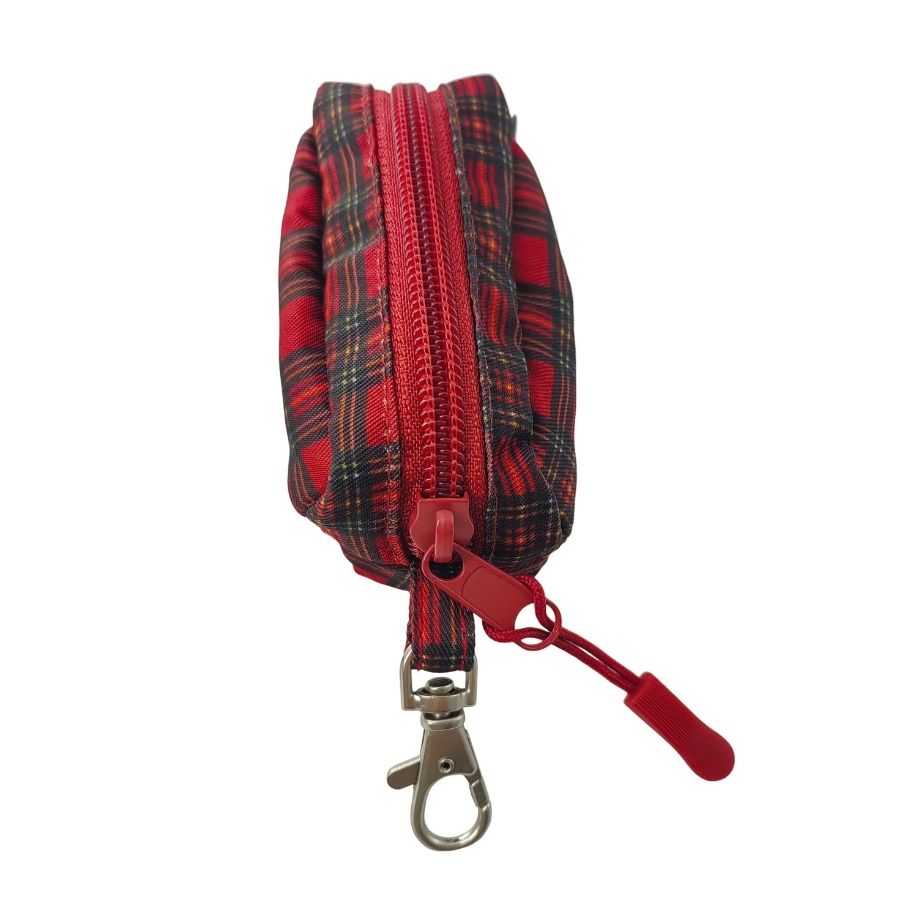 Porta bolsas con estampado de tartán rojo, , large image number null