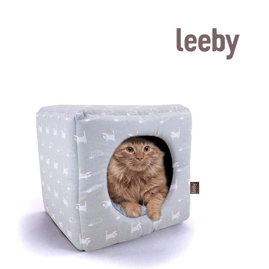 Leeby cama cueva gris para gatos