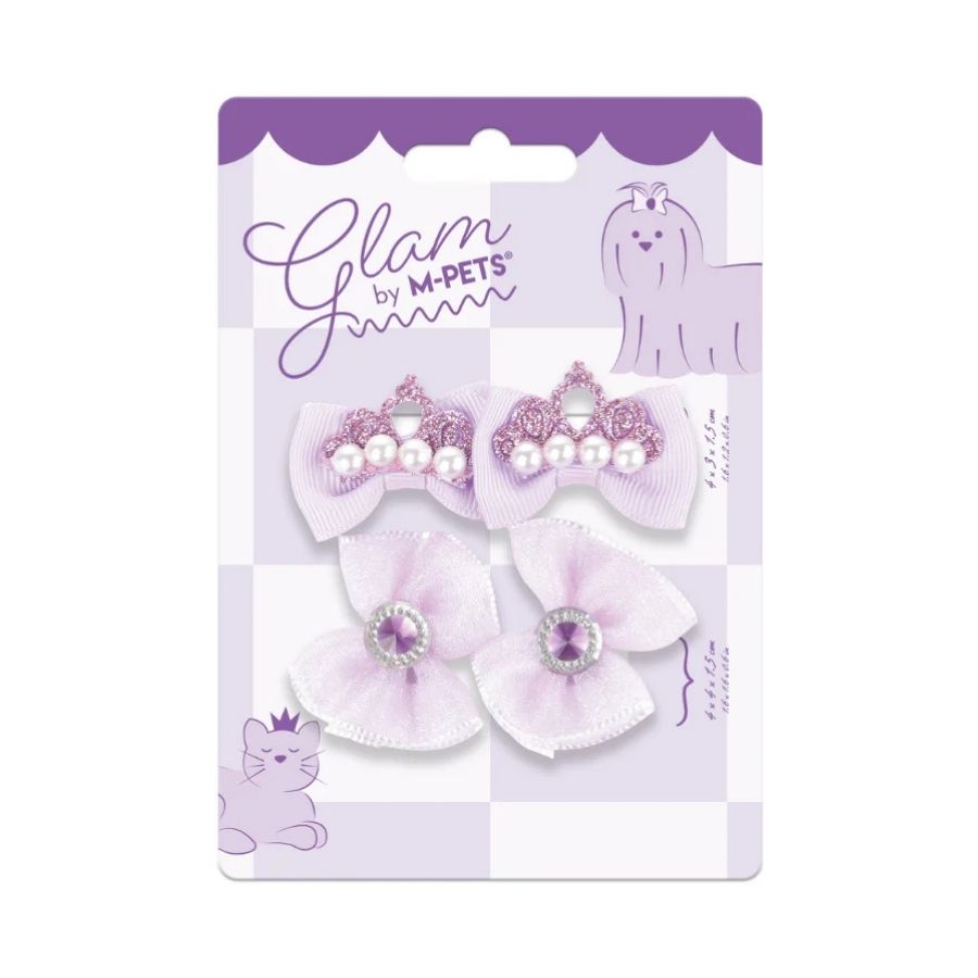Mpets Set 4 lazos purpura para cabello para mascotas, , large image number null