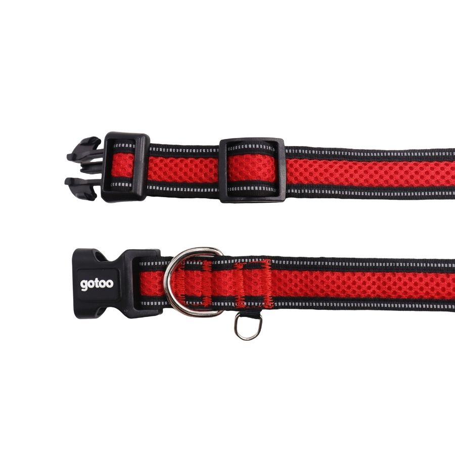 Collar rojo transpirable de malla para perros, , large image number null