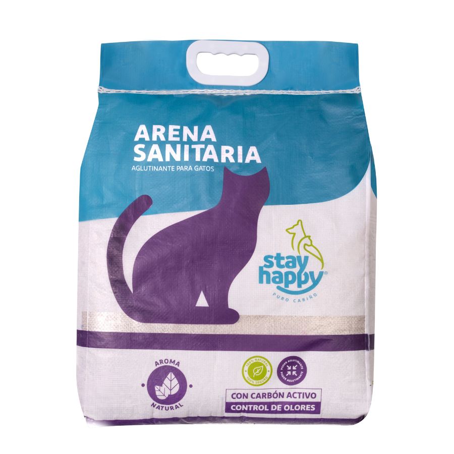Arena sanitaria aglutinante natural stay happy