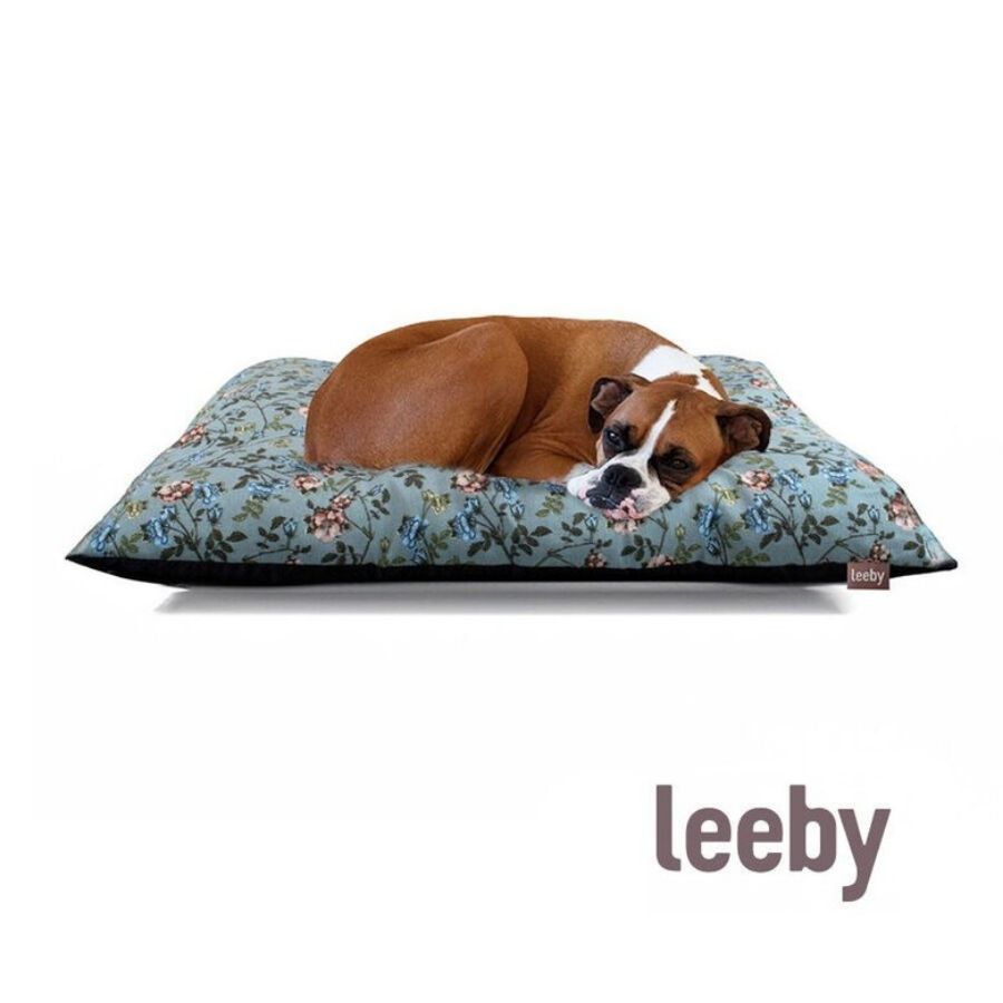 Leeby Cojín Acolchado Turquesa de Flores para perros, , large image number null