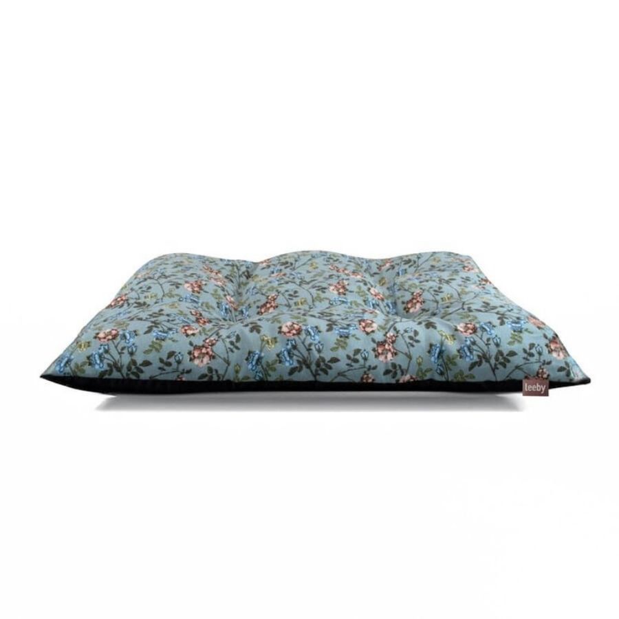 Leeby Cojín Acolchado Turquesa de Flores para perros, , large image number null