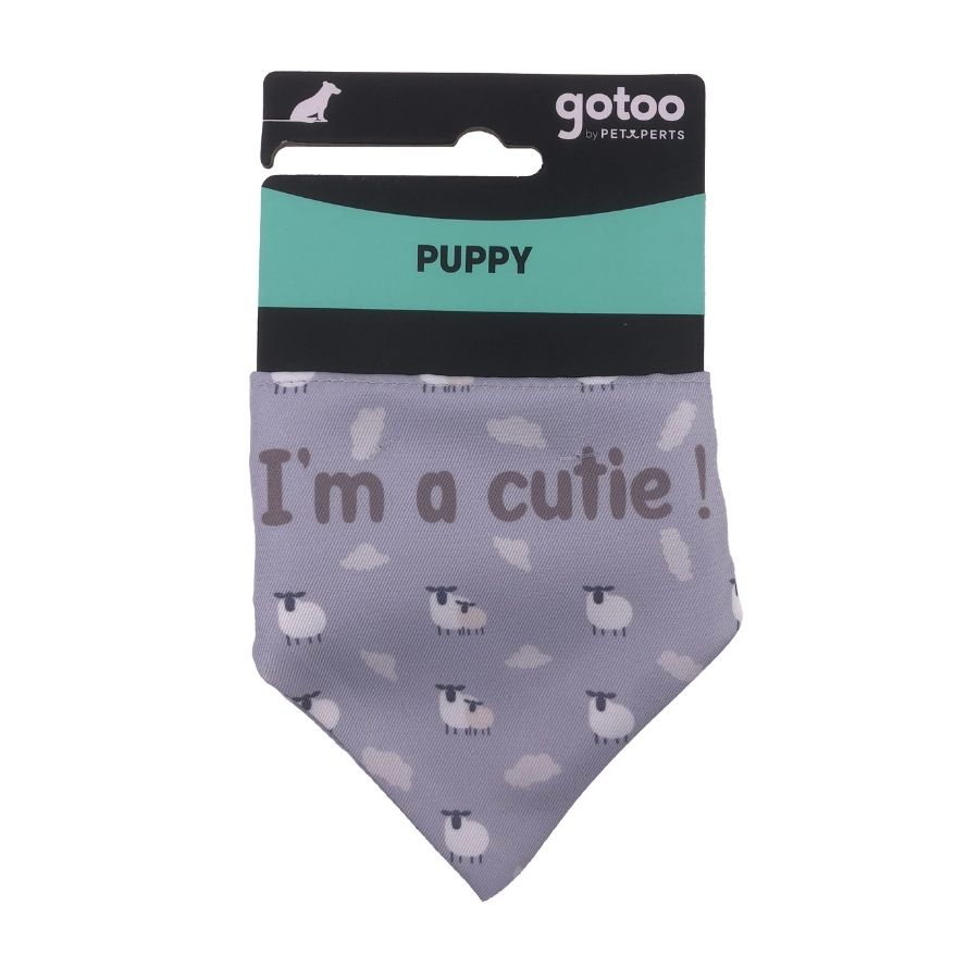 Bandana gris con estampado de ovejitas para cachorros, , large image number null