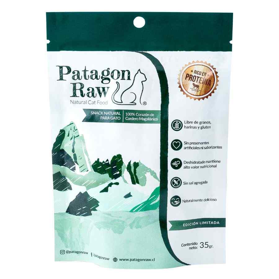 Patagon raw gato snack 100% corazón de cordero magallánico 40 GR
