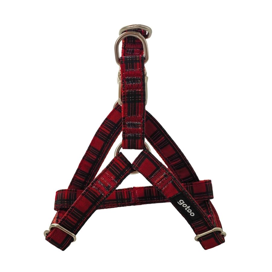Arnés tartán rojo con hebilla metalica para perros, , large image number null