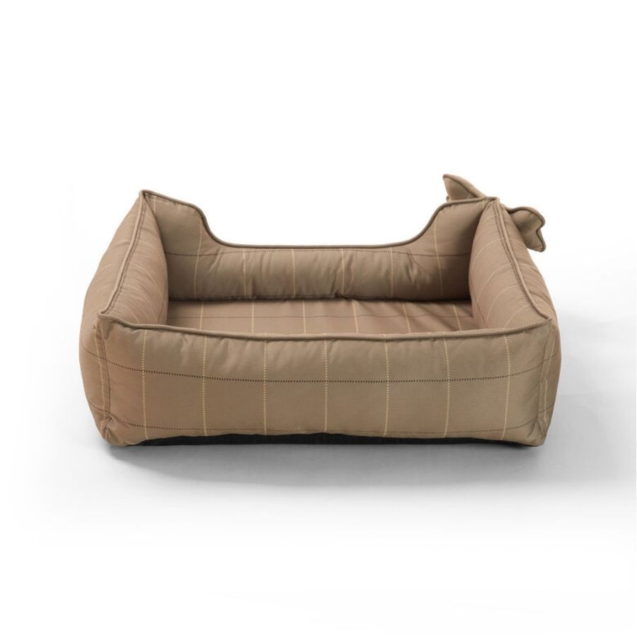 Leeby dog premium bed taupe tartan, , large image number null
