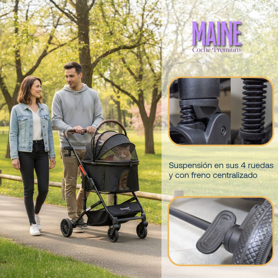 Bebesit coche para mascotas premium maine negro, , large image number null