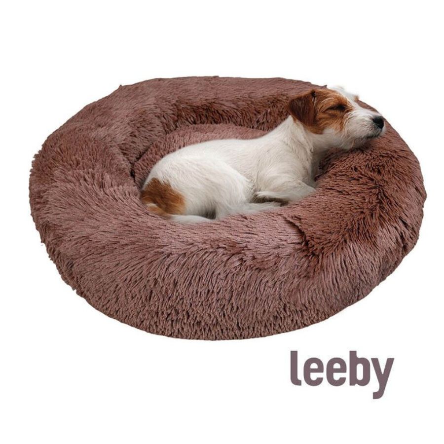 Leeby Cama Redonda Antiestrés Marrón para perros, , large image number null