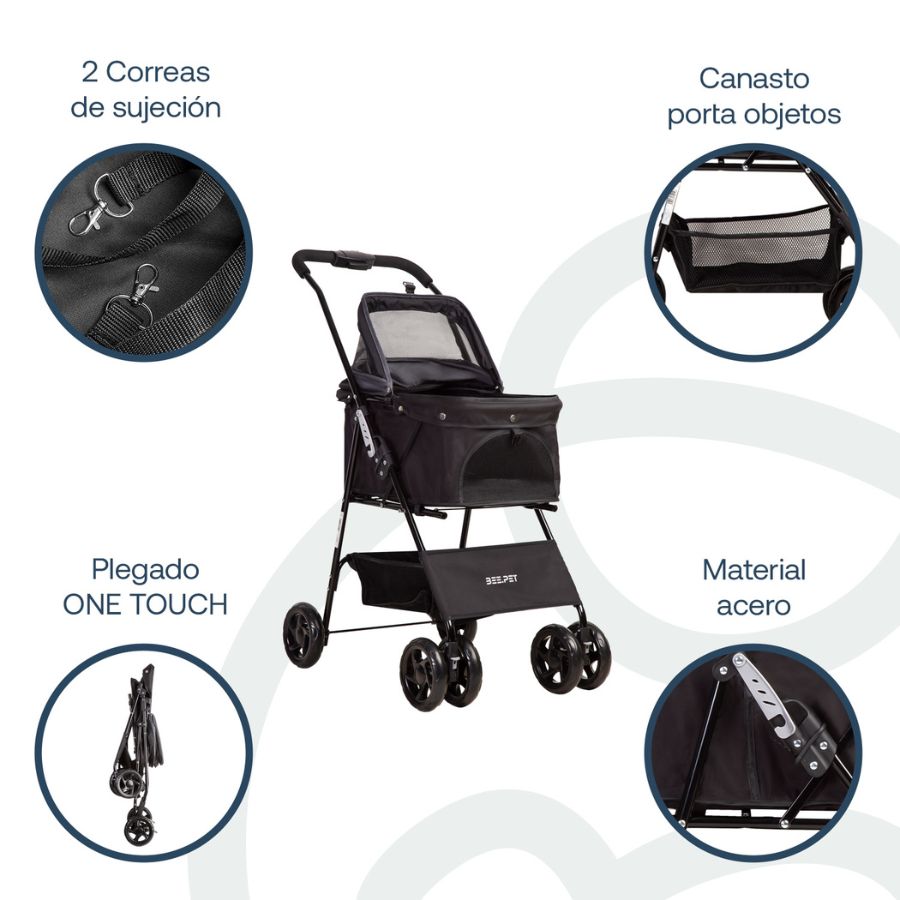 Bebesit coche para mascotas plegable easy negro, , large image number null