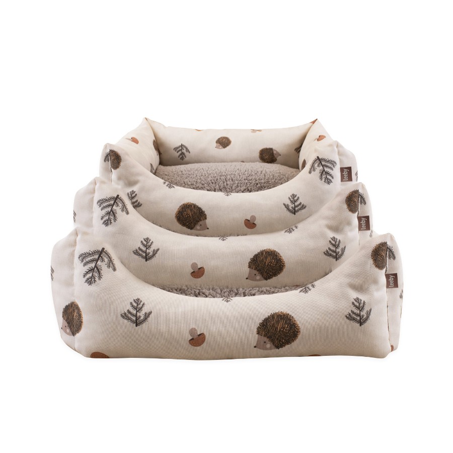 Leeby Cuna Desfundable Blanco con estampado de erizos para perros, , large image number null