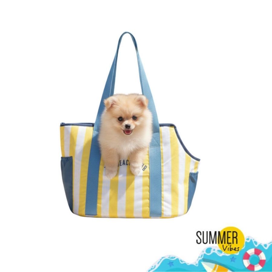 Summer vibes bolso amarillo de rayas para mascotas, , large image number null