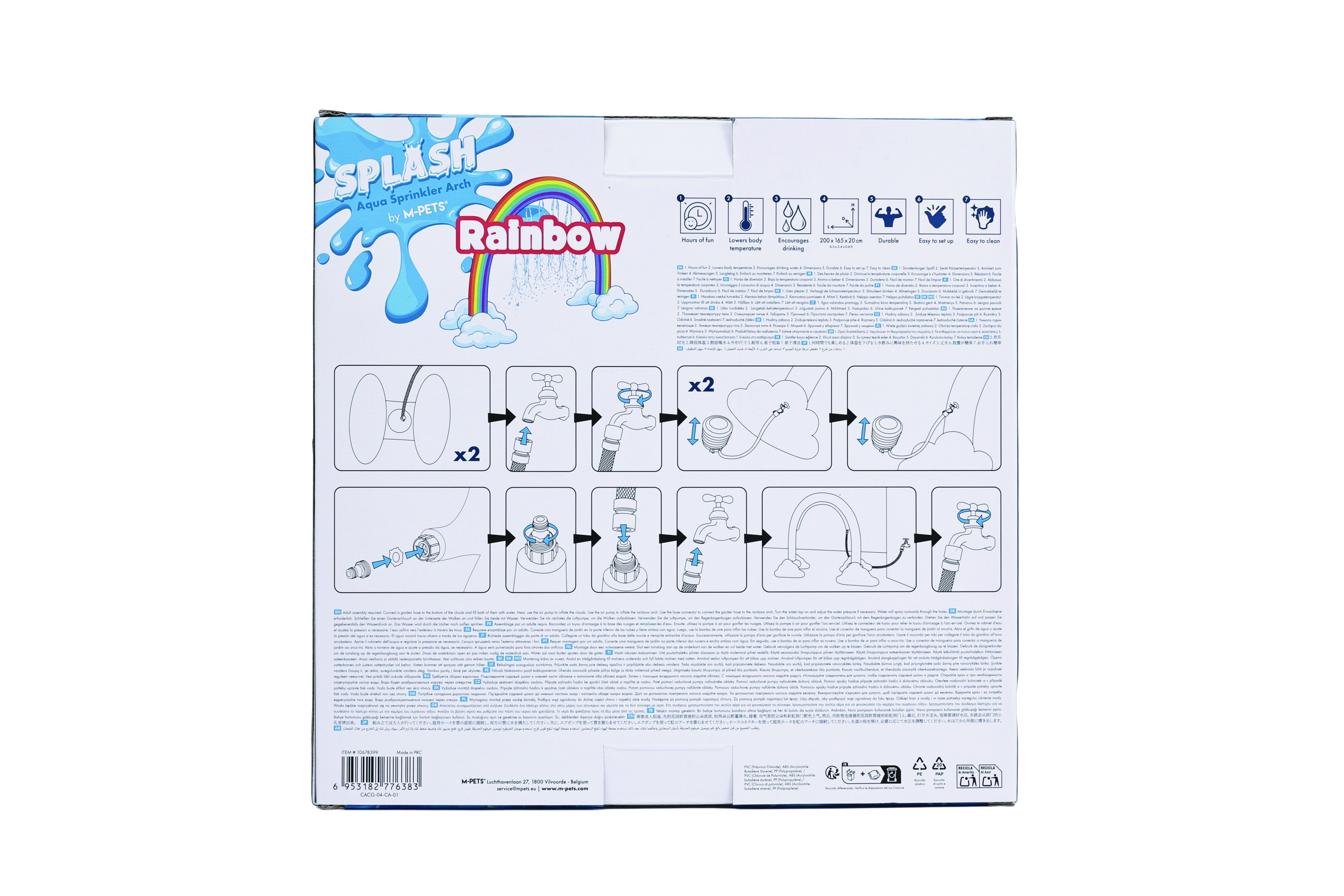 Mpets arco iris interactivo rociador de agua splash para perro, , large image number null