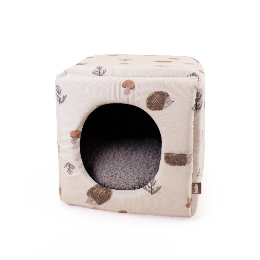 Leeby Cama Cueva Estampado de Erizos para gatos, , large image number null