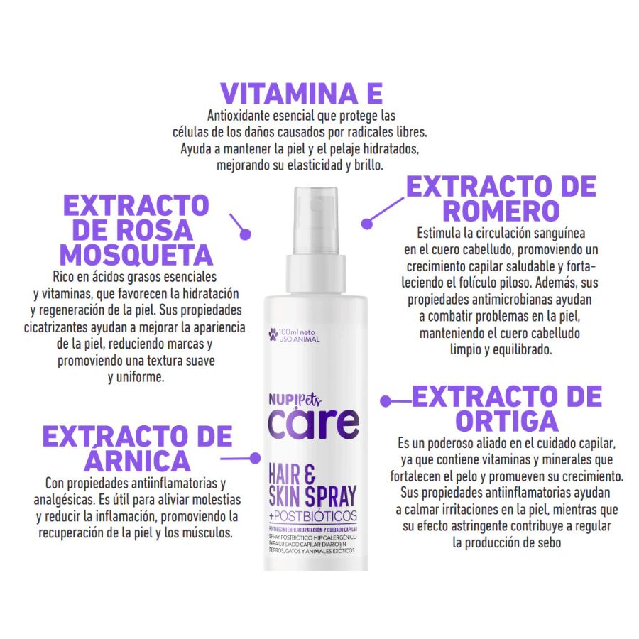 Nup!pets spray hair and skin para cuidado capilar de mascotas 100ML, , large image number null