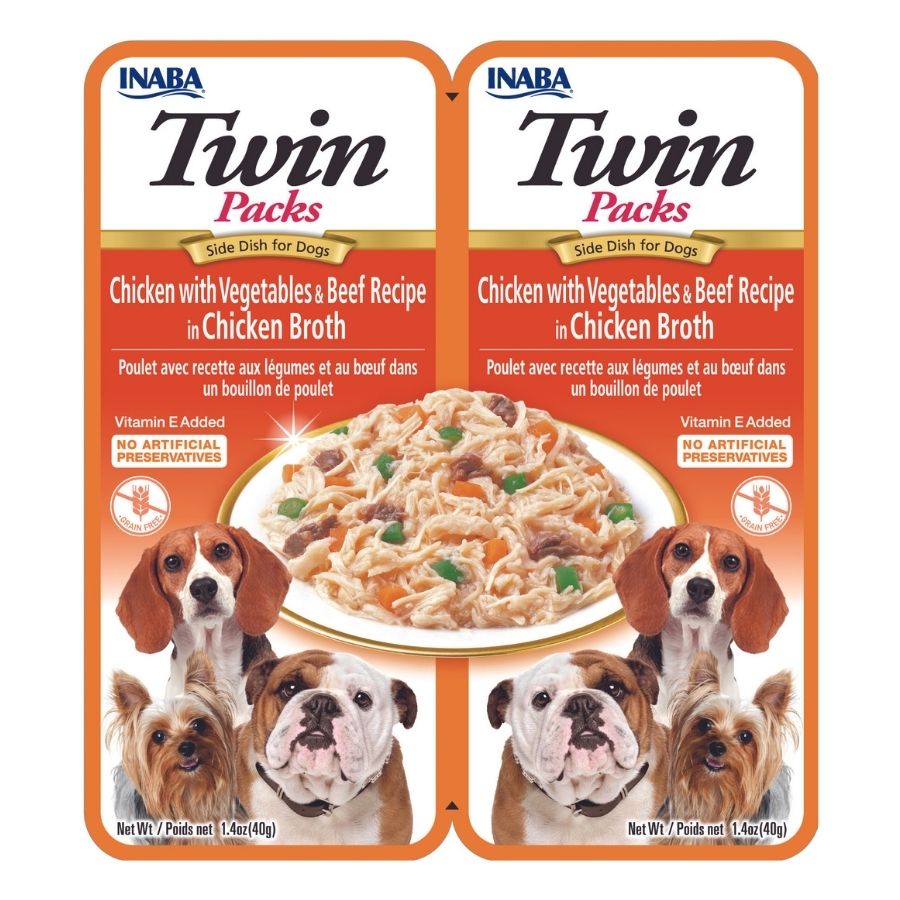 Twin Packs receta de pollo con verduras y carne de res en caldo de pollo para perros, , large image number null