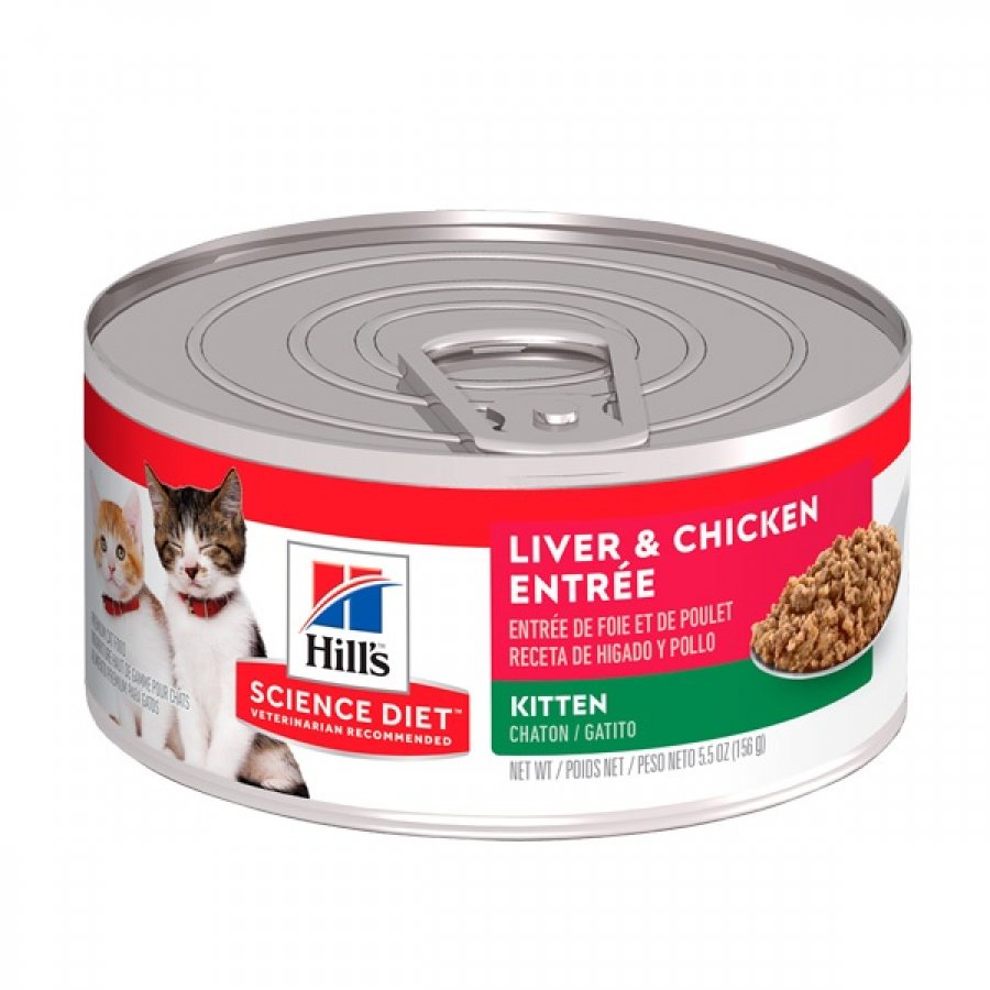 Hills lata kitten liver & pollo alimento húmedo para gatos, , large image number null