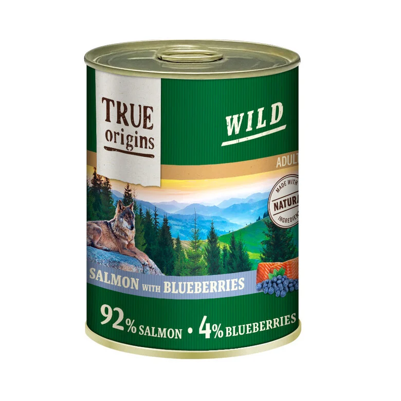 True Origins Wild salmón/arándanos alimento húmedo para perros 400 GR
