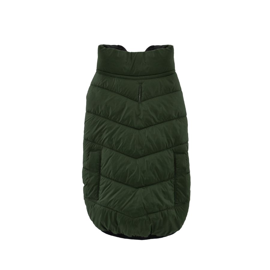 Outech parka puffe color verde con bolsillos para perros