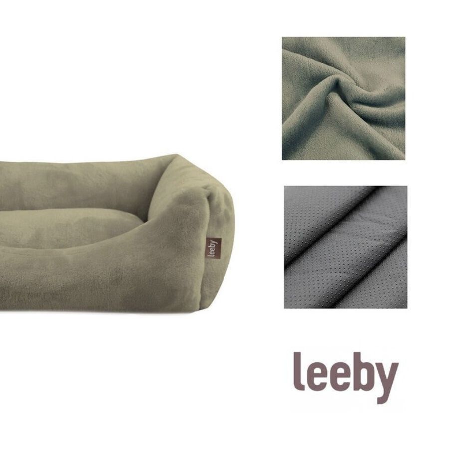 Leeby Cuna Desenfundable de Terciopelo Verde para perros, , large image number null