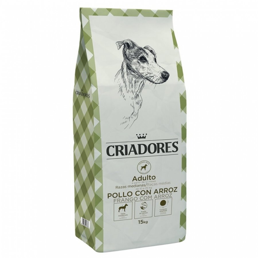 Criadores adulto pollo con arroz raza mediana 15 KG alimento para perro, , large image number null