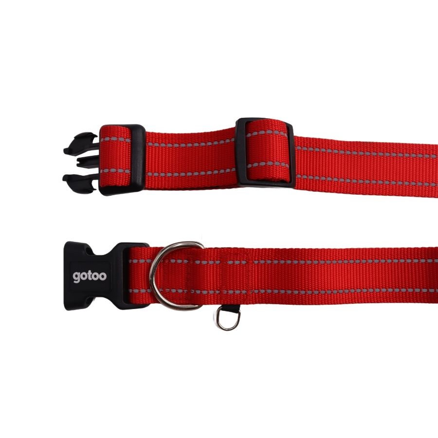 Collar rojo reflectante con acolchado ajustable para perros, , large image number null