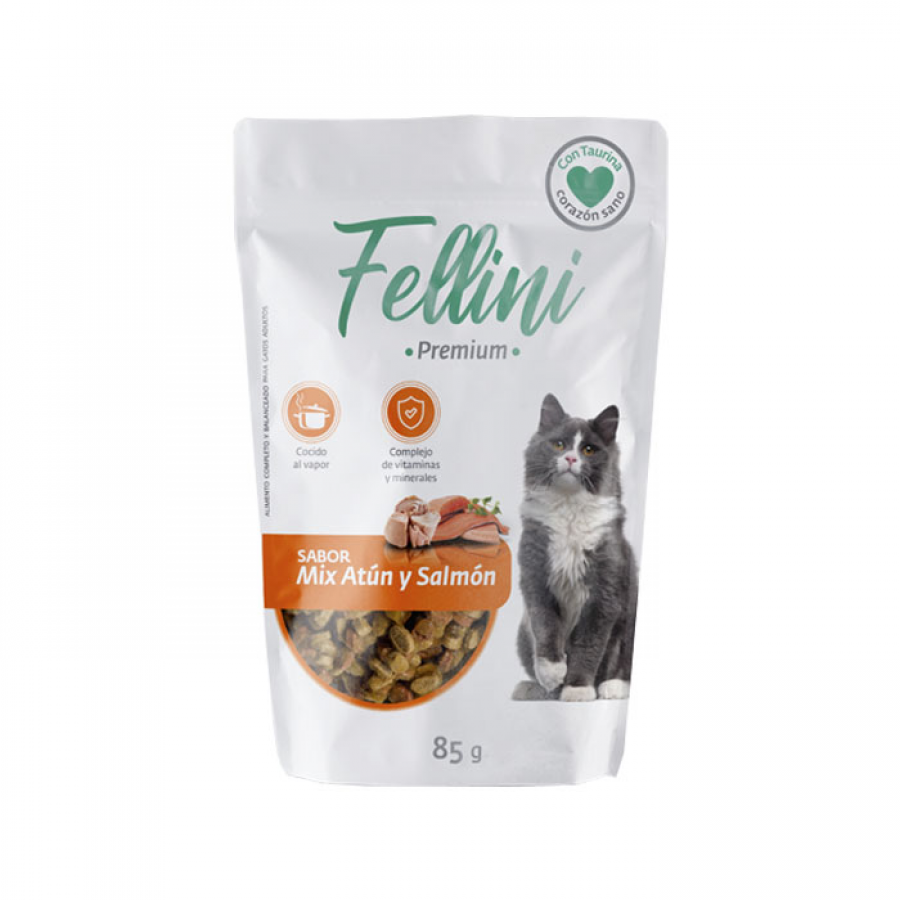 Fellini Mix de atún y salmón alimento húmedo para gatos 85 GR, , large image number null
