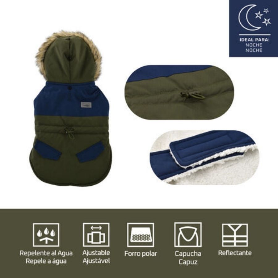 Outech abrigo impermeable color verde oliva para perros, , large image number null