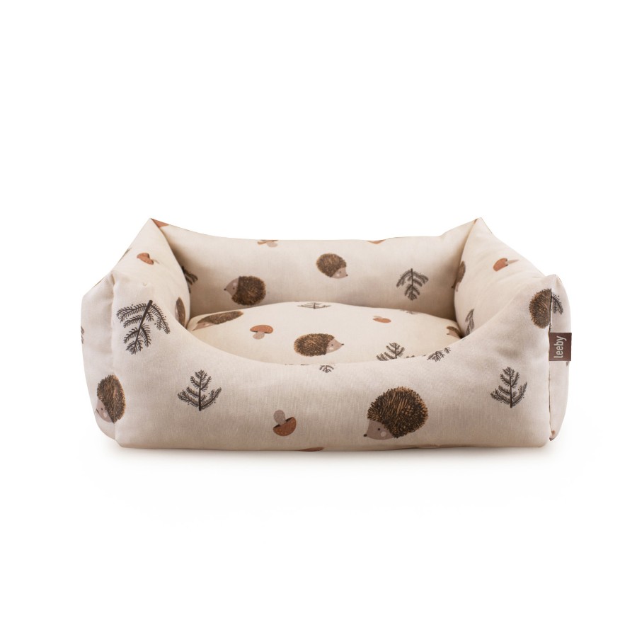 Leeby Cuna Desfundable Blanco con estampado de erizos para perros, , large image number null