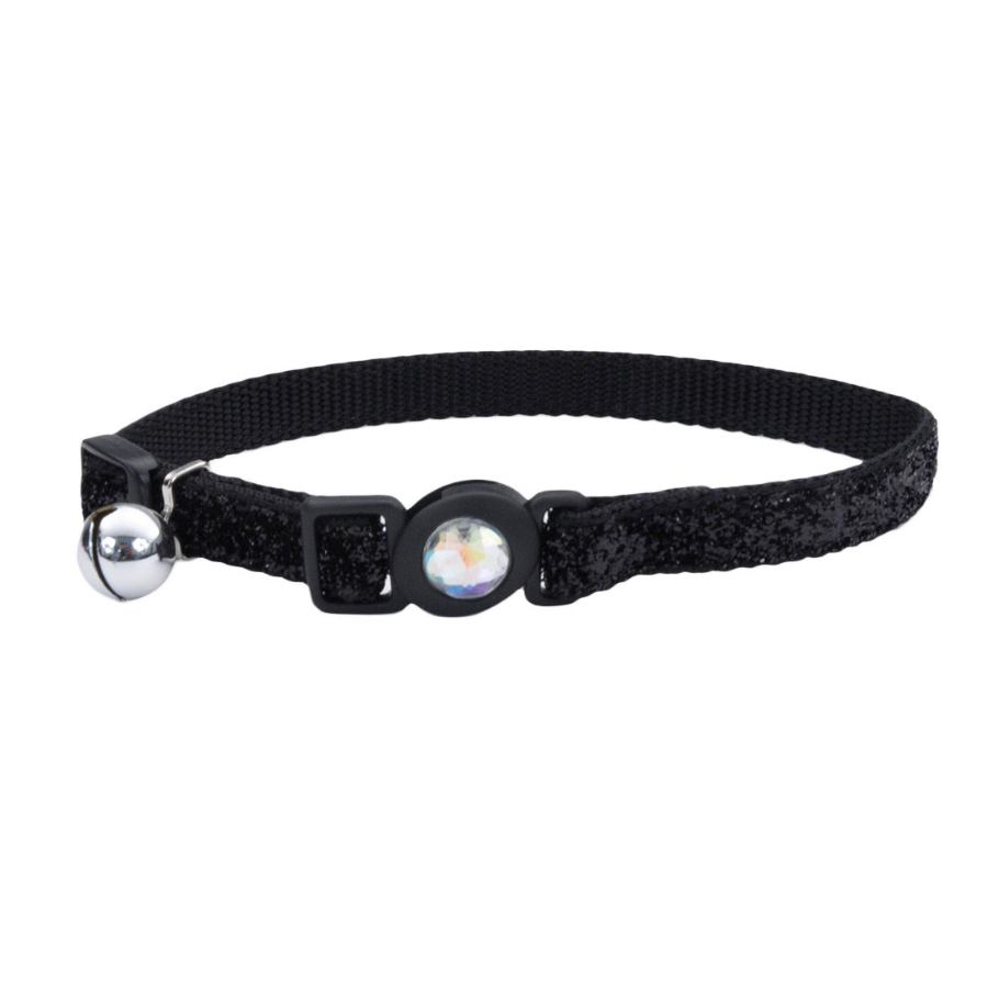 Collar de gato separable ajustable con hebilla enjoyada y superposici&oacute;n de purpurina - talla S, , large image number null