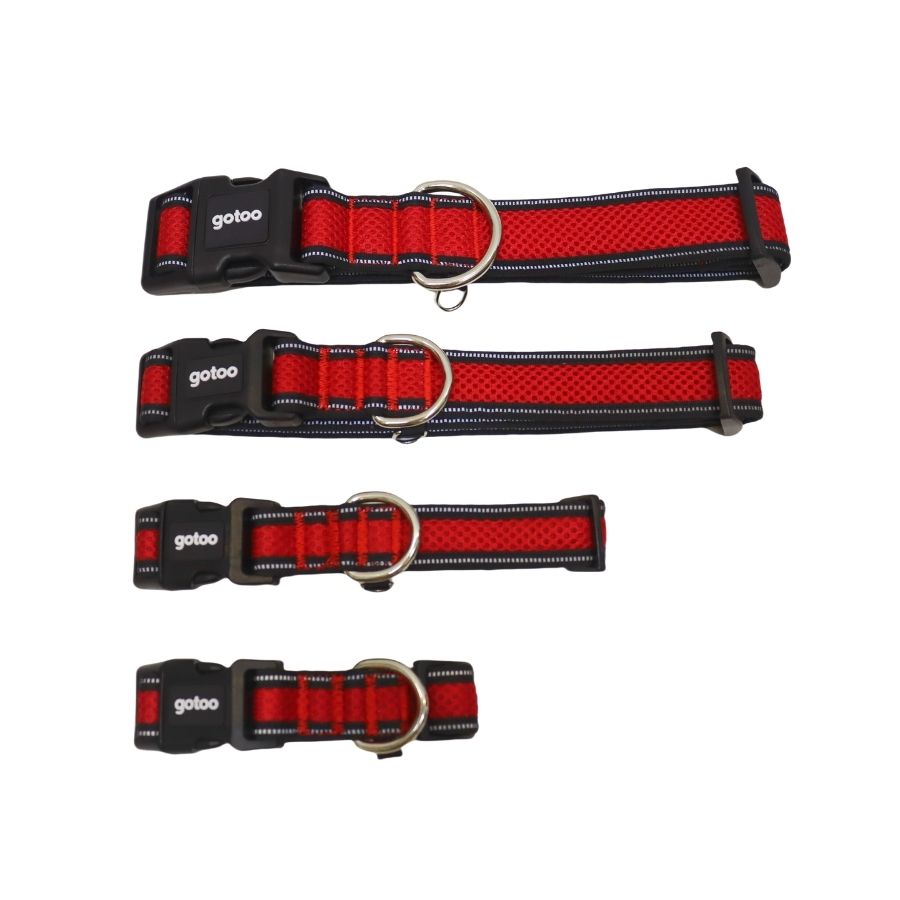 Collar rojo transpirable de malla para perros, , large image number null