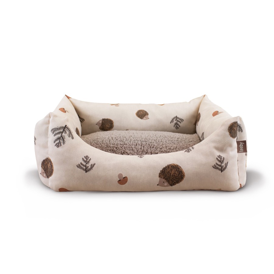 Leeby Cuna Desfundable Blanco con estampado de erizos para perros, , large image number null