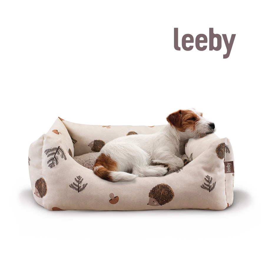 Leeby Cuna Desfundable Blanco con estampado de erizos para perros, , large image number null