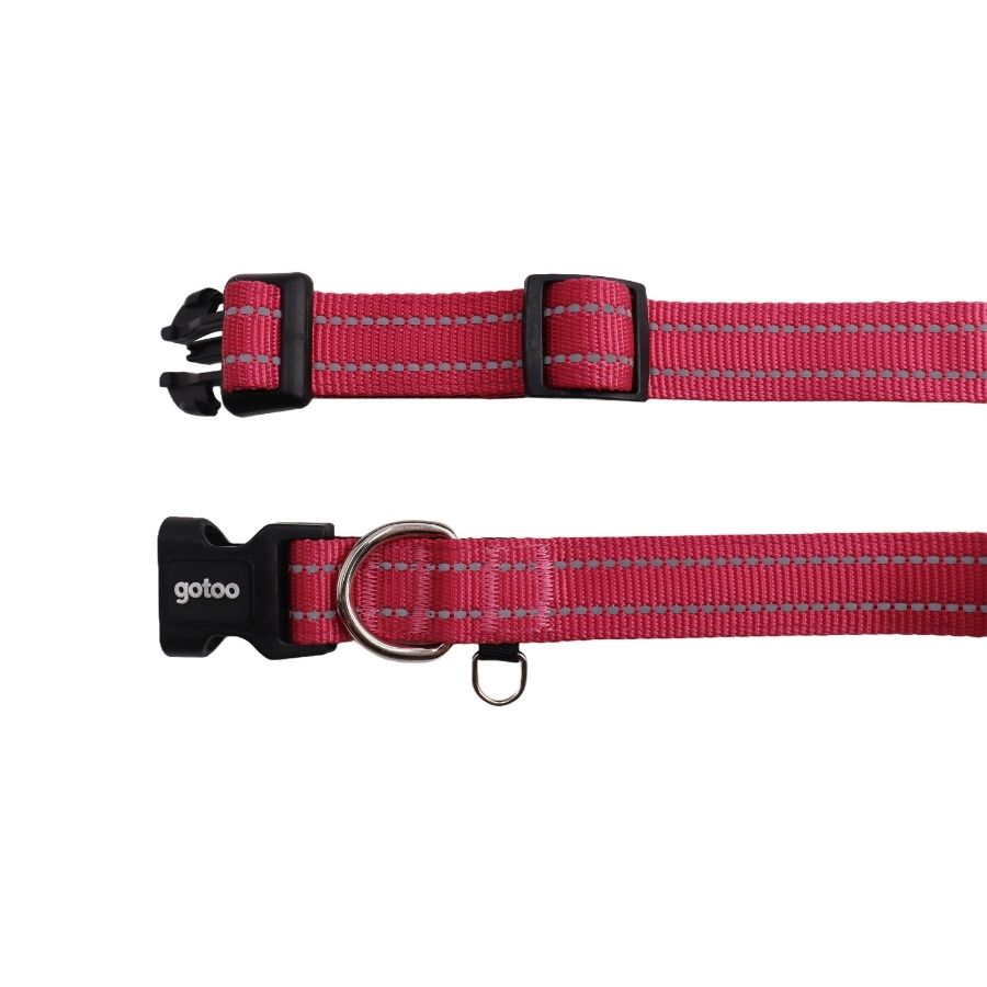 Collar rosa reflectante con acolchado ajustable para perros, , large image number null