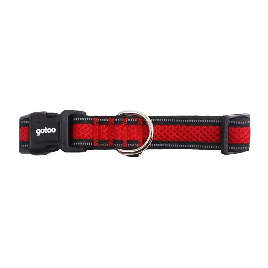 Collar rojo transpirable de malla para perros, , large image number null