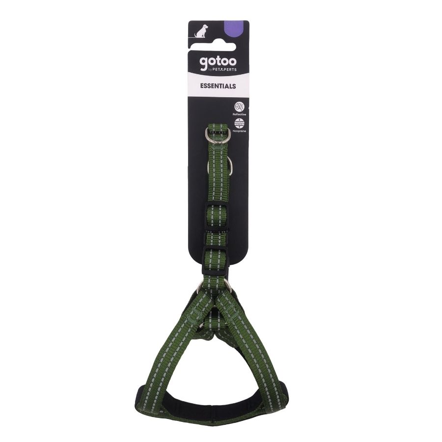 Arn&eacute;s verde caqui reflectante con acolchado ajustable para perros, , large image number null